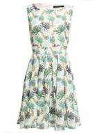*tenki White Leaf Print Skater Dress