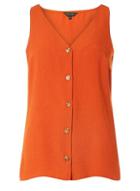 Dorothy Perkins Orange Sleeveless Tortoiseshell Button Shirt