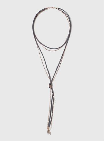 Dorothy Perkins Suede And Chain Knot Necklace