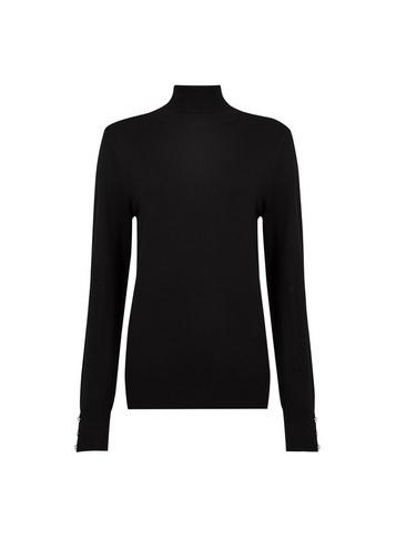 Dorothy Perkins *tall Black Button Roll Neck Jumper