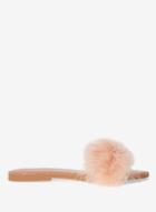 Dorothy Perkins Nude Fluffy Mule Sandals
