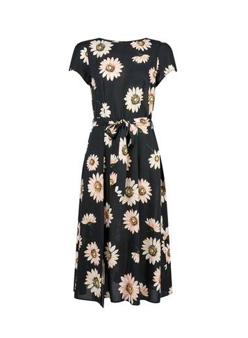 Dorothy Perkins Black And Pink Split Midi Dress