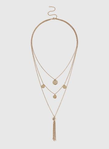 Dorothy Perkins Gold Disc Multirow Necklace