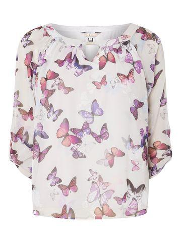 Dorothy Perkins *billie & Blossom Grey Butterfly Trim Blouse