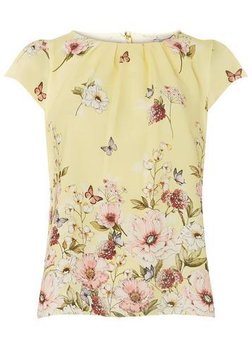 Dorothy Perkins *billie & Blossom Petite Yellow Floral Print Top