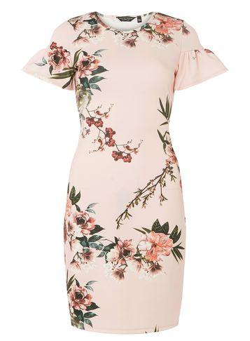 Dorothy Perkins Blush Frill Sleeve Bodycon Dress