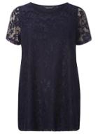 Dorothy Perkins Dp Curve Navy Lace T-shirt