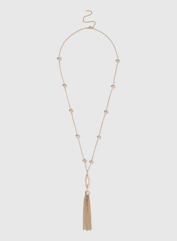 Dorothy Perkins Gold Ball Chain And Tassel Necklace