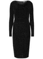 Dorothy Perkins *tall Black Shimmer Cowl Neck Midi Bodycon Dress