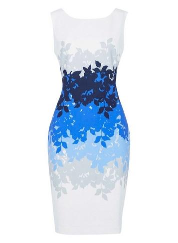 *roman Originals Blue Leaf Print Shift Dress