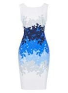 *roman Originals Blue Leaf Print Shift Dress