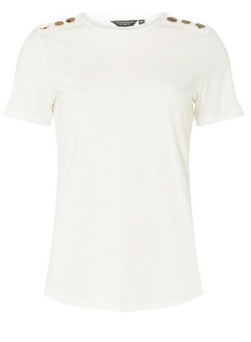 Dorothy Perkins Ivory Gold Button Trim T-shirt