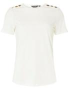 Dorothy Perkins Ivory Gold Button Trim T-shirt