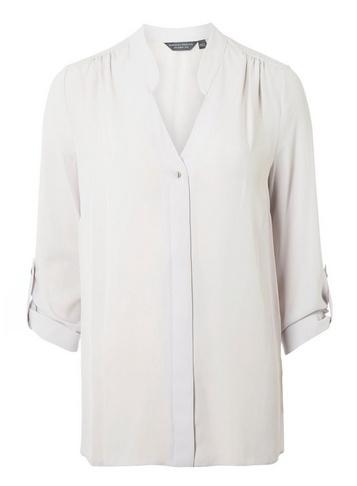 Dorothy Perkins *tall Silver Grey Roll Sleeve Shirt