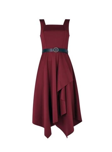 *luxe Mulberry Belted Scuba Dress