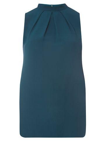 Dorothy Perkins *tall Teal Pleated Sleeveless Top