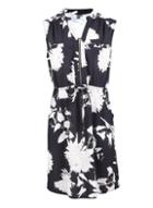 *izabel London Black Floral Print Zip Front Tea Dress