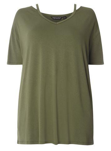 Dorothy Perkins Dp Curve Khaki Slash Neck Top