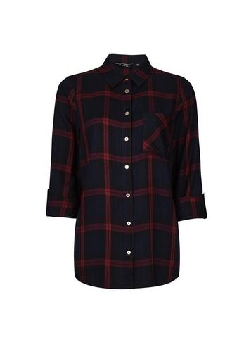 Dorothy Perkins Navy And Berry Checked Shirt