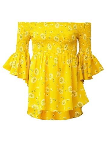 *izabel London Yellow Floral Print Bardot Top