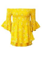 *izabel London Yellow Floral Print Bardot Top