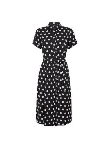 Dorothy Perkins Black Spot Print Button Midi Shirt Dress