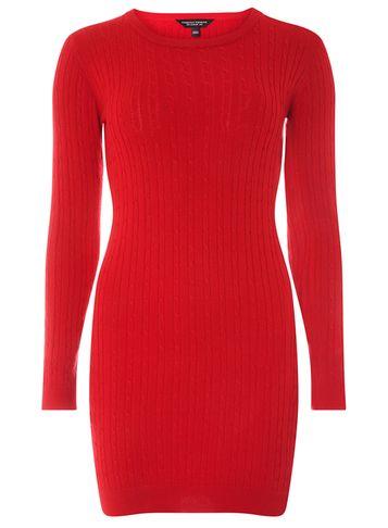 Dorothy Perkins Red Knitted Cable Tunic