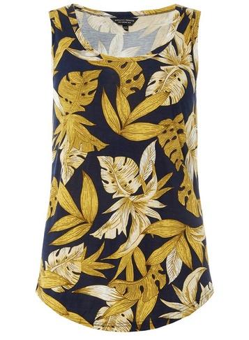 Dorothy Perkins Navy Leaf Print Viscose Vest