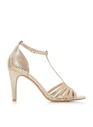 *head Over Heels By Dune Gold Michele High Heel Sandals