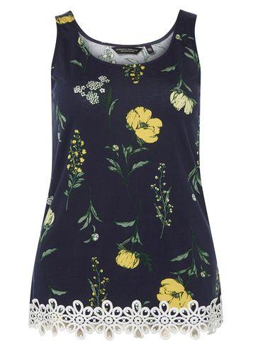 Dorothy Perkins Navy Flr Trim Vest