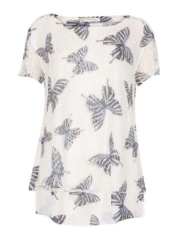 Dorothy Perkins *voulez Vous White Butterfly Print Blouse