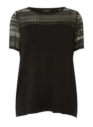Dorothy Perkins *dp Curve Black Lace Yoke T-shirt