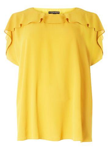 Dorothy Perkins Dp Curve Ochre Cold Shoulder Ruffle Top
