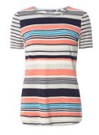 Dorothy Perkins Grey And Coral Stripe T-shirt