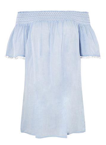 Dorothy Perkins *chambray Shirred Bardot Dress