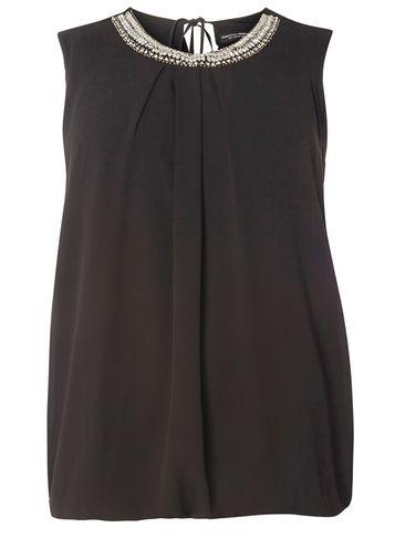 Dorothy Perkins Dp Curve Black Bubble Hem Embellished Top