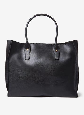 Dorothy Perkins Black Large Pleat Faux Leather Tote Bag