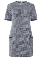Dorothy Perkins *tall Blue Geometric Trim Tunic Top