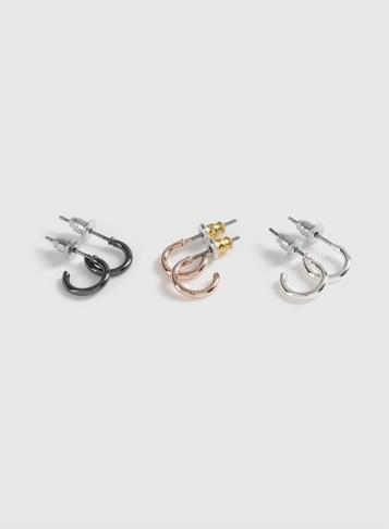Dorothy Perkins 3 Pack Of Mixed Metal Huggies Earrings