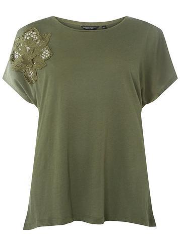 Dorothy Perkins *dp Curve Khaki Floral Applique T-shirt