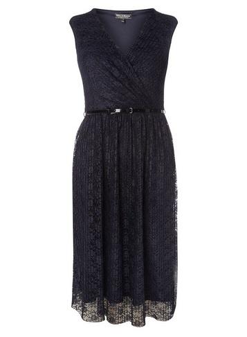 * Billie & Blossom Navy Lace Dress With Belt