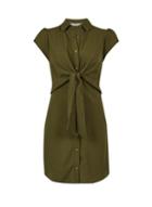 Dorothy Perkins Petite Khaki Knot Front Shirt Dress