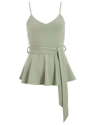 *quiz Green Strappy Peplum Top