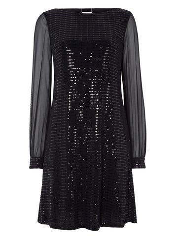 Dorothy Perkins *roman Originals Black Chiffon Sleeve Shift Dress