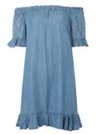 Dorothy Perkins Midwash Blue Embroidered Floral Skater Dress