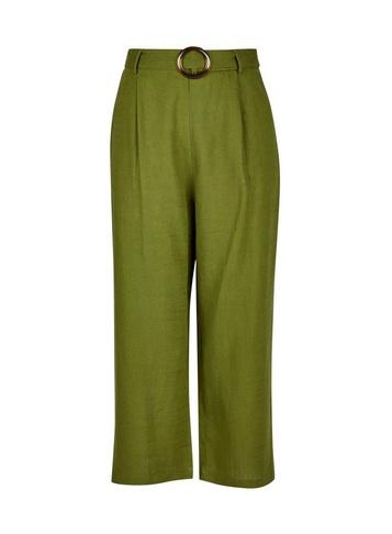Dorothy Perkins Olive Linen Buckle Trousers