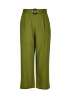 Dorothy Perkins Olive Linen Buckle Trousers