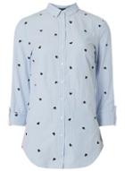 Dorothy Perkins *tall Blue Heart Embroidered Stripe Shirt