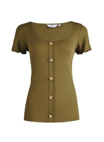 Dorothy Perkins *tall Khaki Rib Button Top
