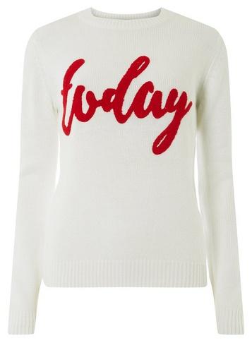 Dorothy Perkins White 'today' Slogan Jumper